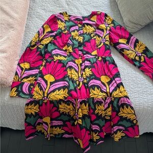 J. Crew Black Dress with Pink and Yellow Floral Pattern